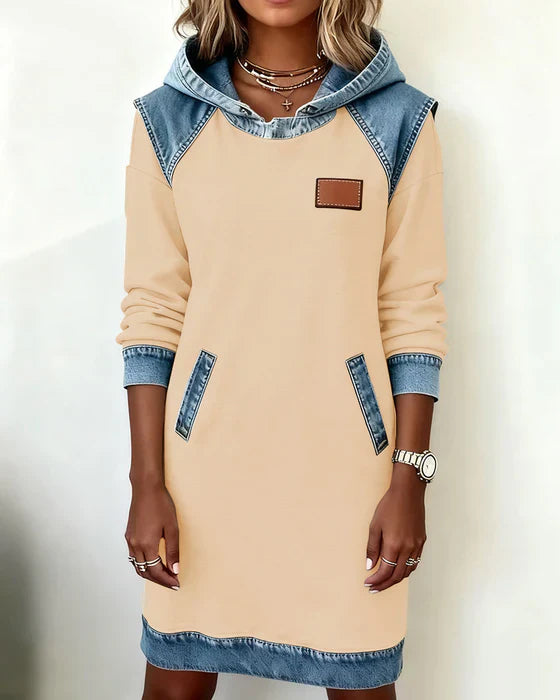 Charlotte™ | Cozy Contrast Hooded Dress - Maison Léa &amp; Lou