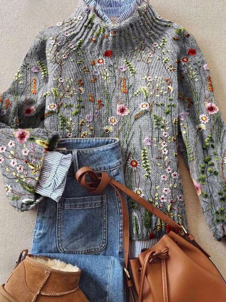 Cassia | Wildflower Embroidered Sweater - Maison Léa &amp; Lou