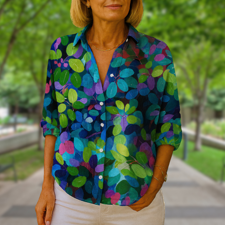 Catalina | Vibrant Artistic Button-Up Blouse - Maison Léa &amp; Lou