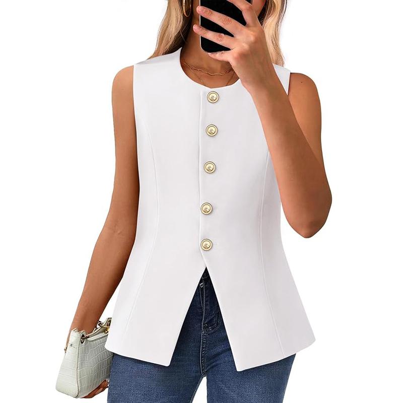 CORAZON™ – Chic Sleeveless Button-Down Vest - Maison Léa &amp; Lou
