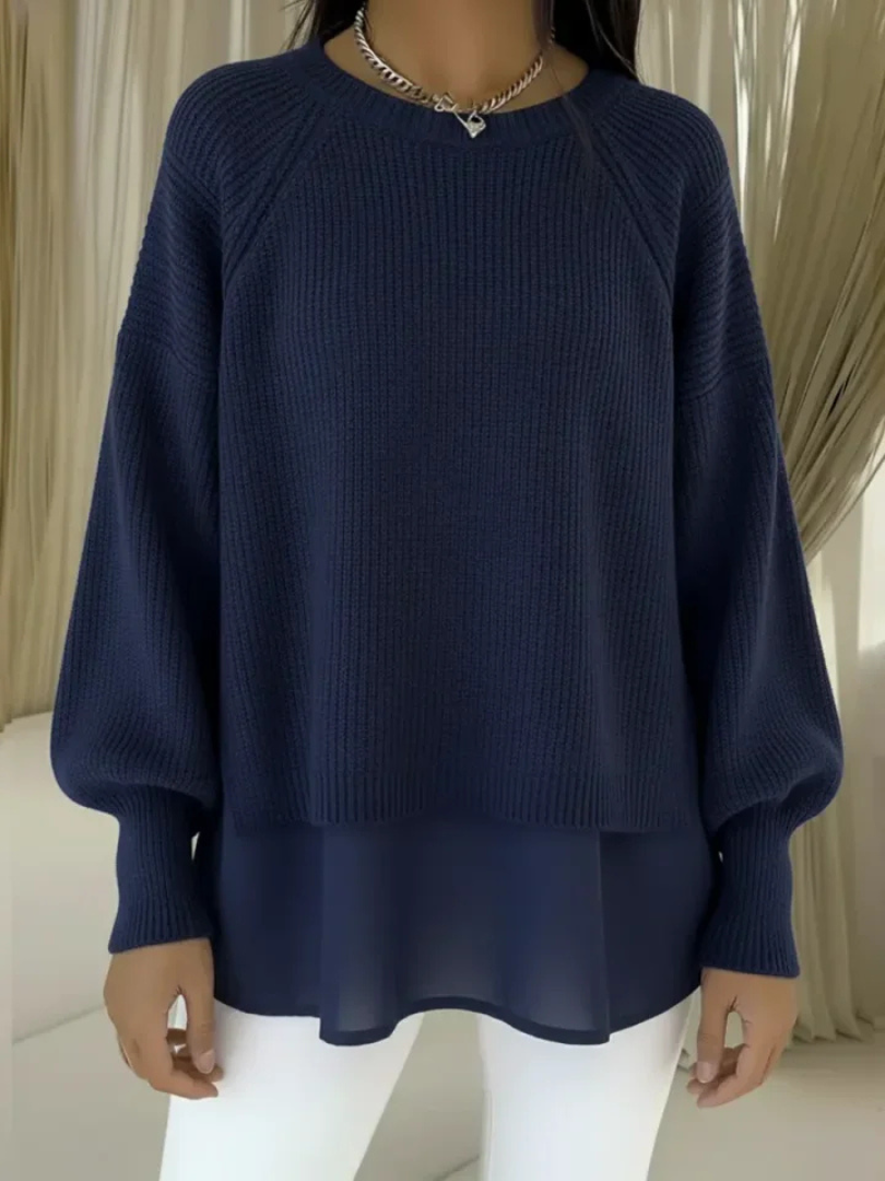 Laurel | Layered-Hem Knit Sweater - Maison Léa &amp; Lou