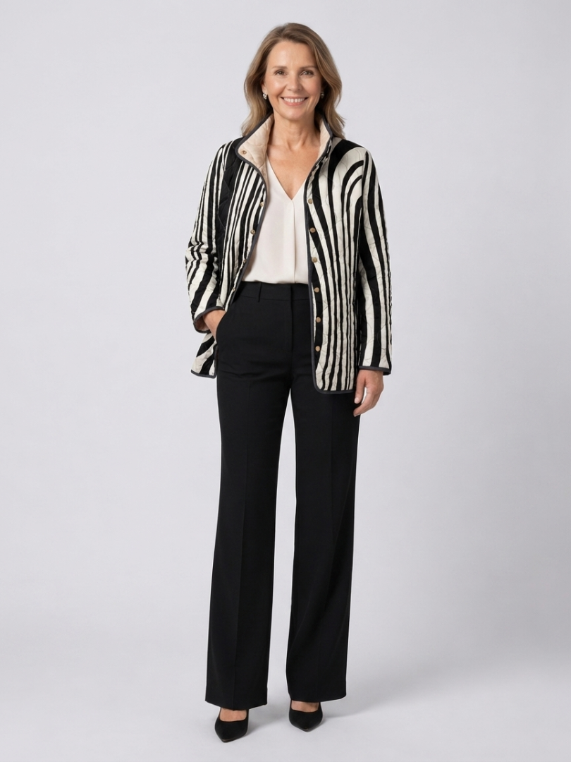 Soraya | Casual Quilted Jacket with Abstract Geometric Design - Maison Léa & Lou