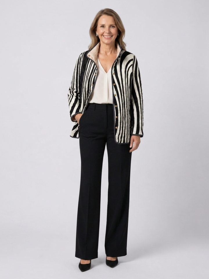 Soraya | Casual Quilted Jacket with Abstract Geometric Design - Maison Léa &amp; Lou