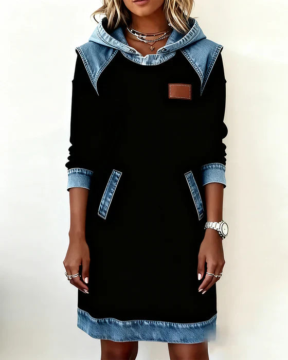 Charlotte™ | Cozy Contrast Hooded Dress - Maison Léa &amp; Lou
