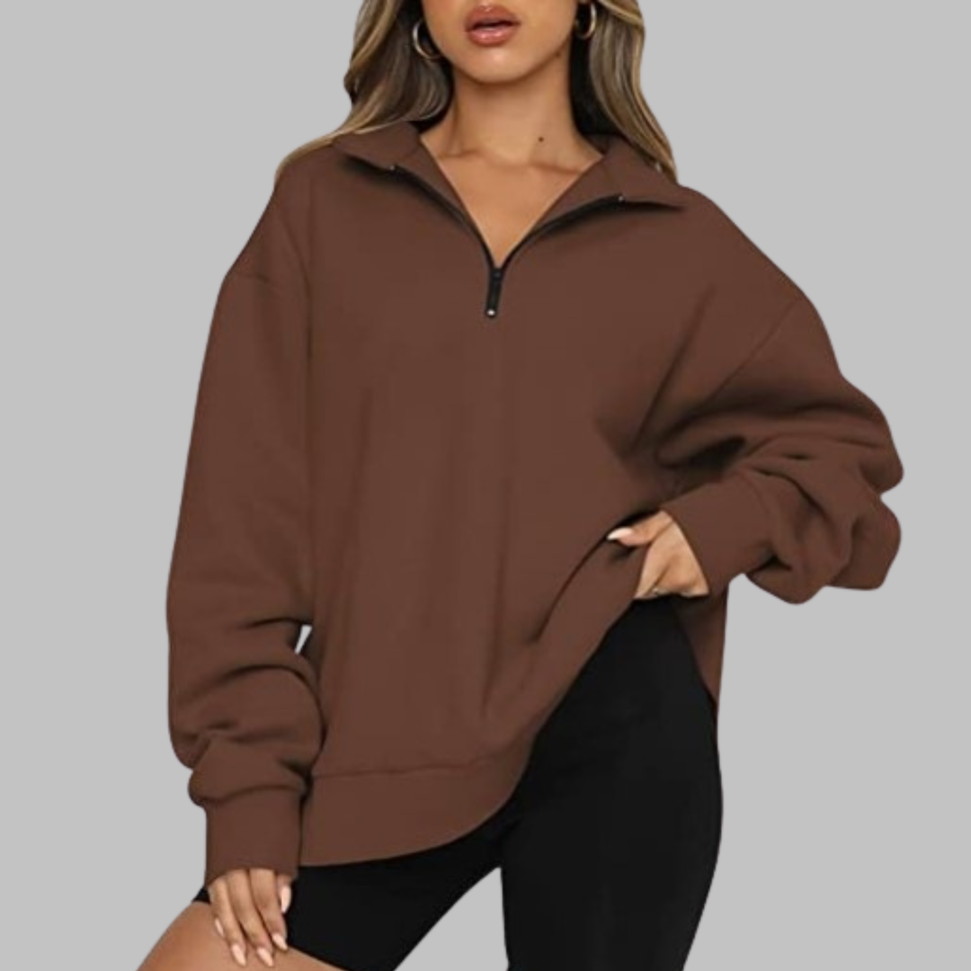TENLEY™ - Casual Oversized Half Zip Long Sleeve Sweatshirt - Maison Léa &amp; Lou