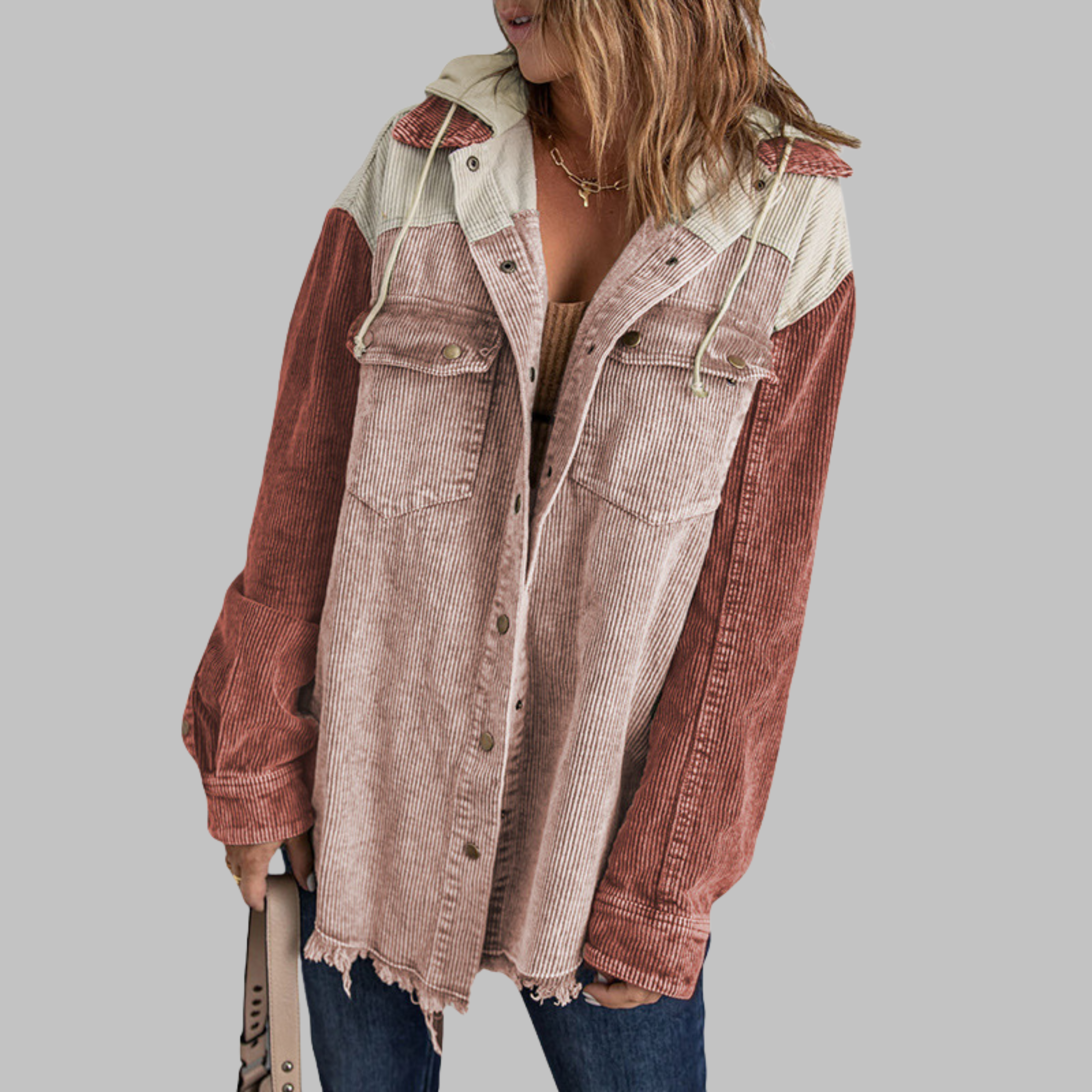 DABRINA™ - Classic Button Down Long Sleeve Hooded Jacket - Maison Léa & Lou