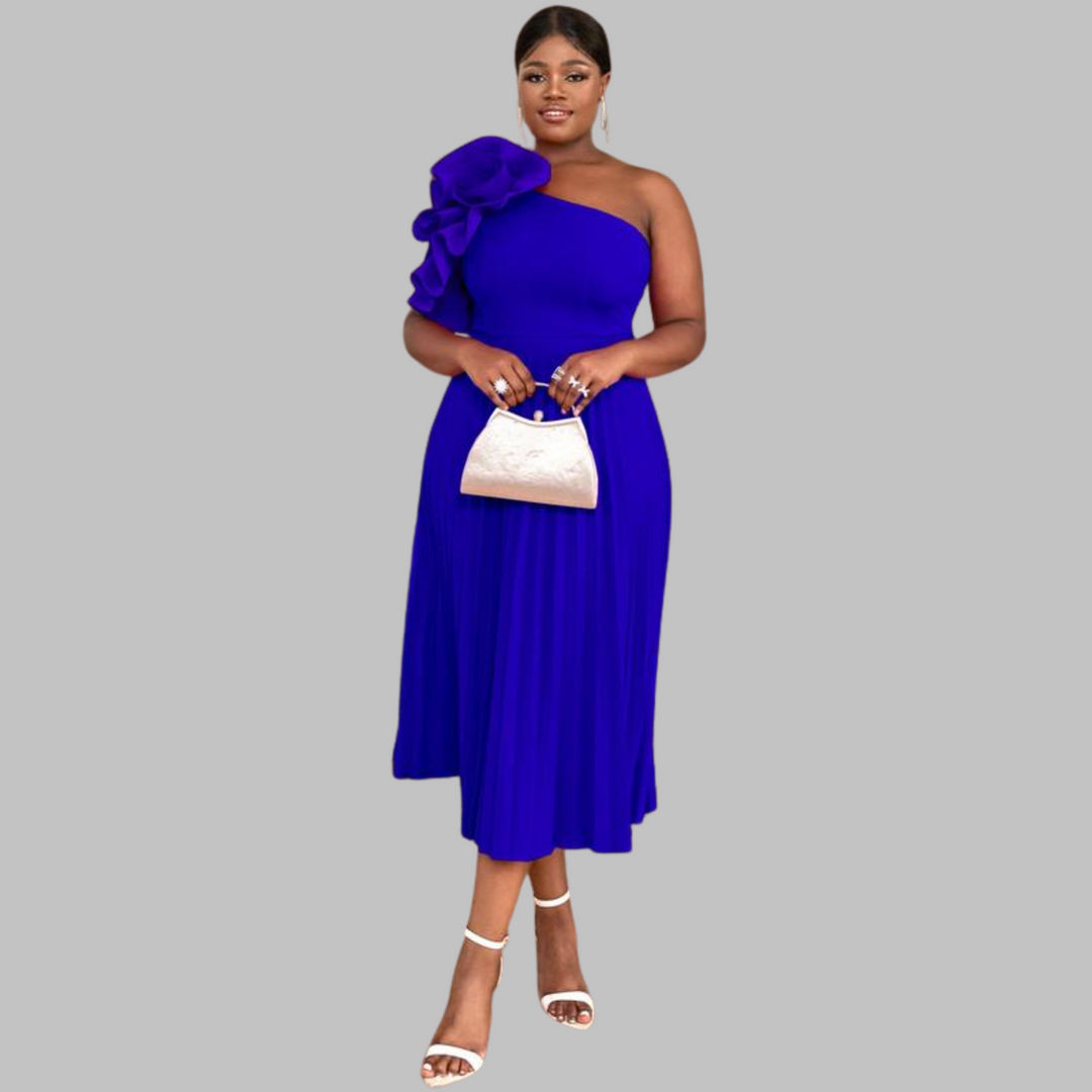 MINERVA™ - Elegant One Shoulder Ruffle Plus Size Evening Dress - Maison Léa & Lou