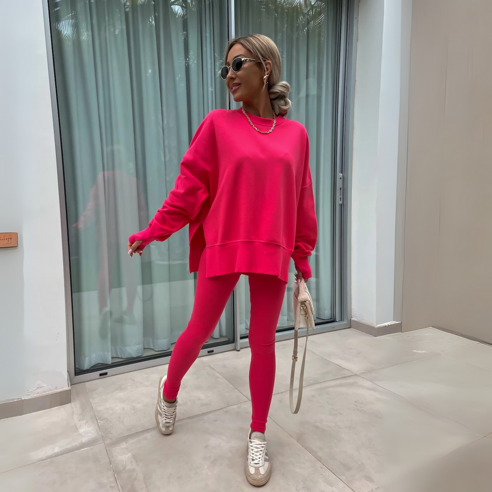 CLARIS™ - Casual Long Sleeve Sweatshirt and Pants Set - Maison Léa & Lou
