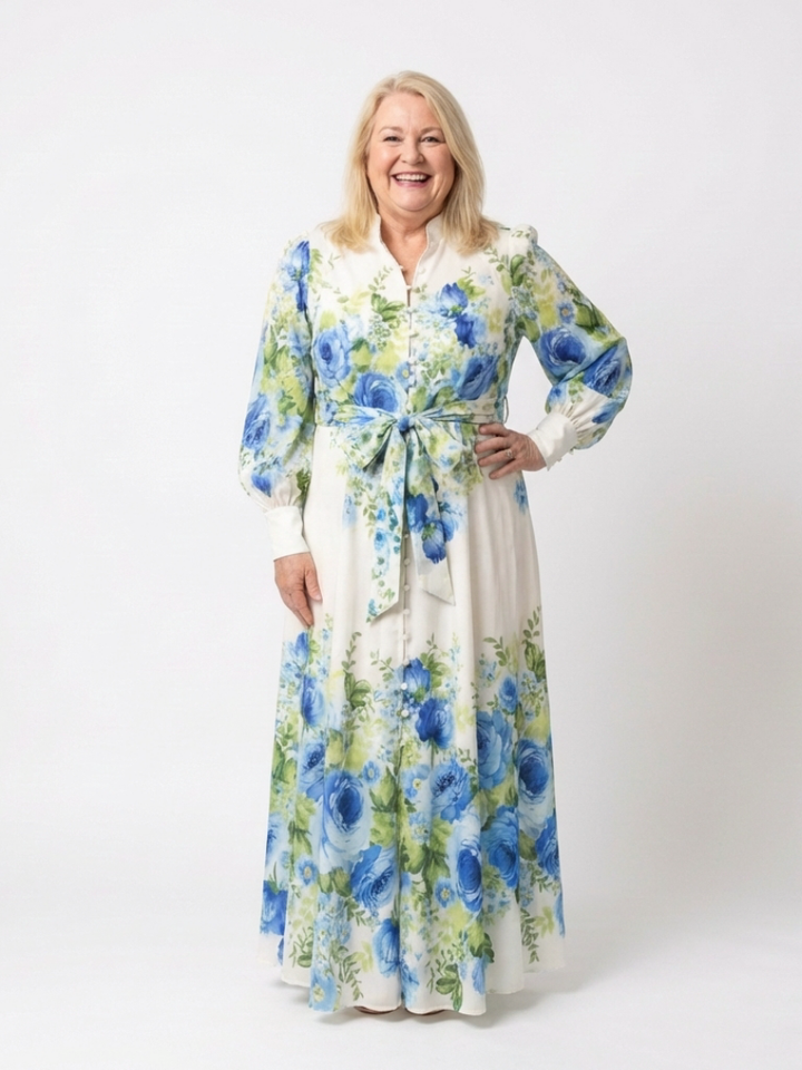 Harper | Long Sleeve Floral Button Front Maxi Dress - Maison Léa &amp; Lou