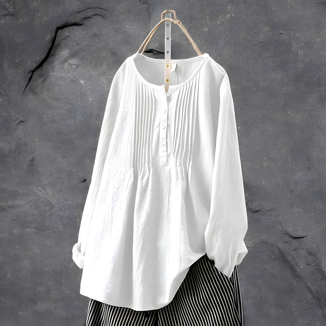 Ellen™ | Bomuldsbluse med lange ærmer - Maison Léa & Lou