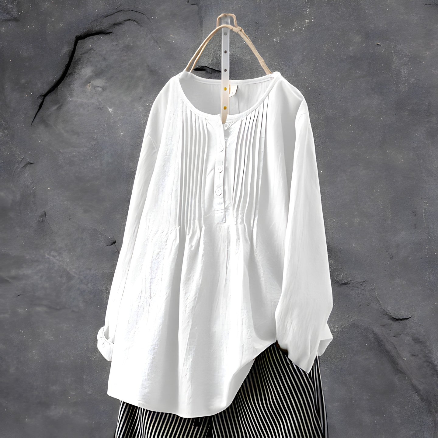 Ellen™ | Bomuldsbluse med lange ærmer - Maison Léa & Lou