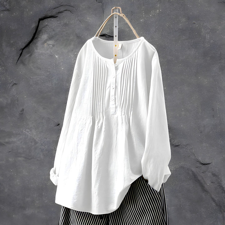 Ellen™ | Bomuldsbluse med lange ærmer - Maison Léa &amp; Lou