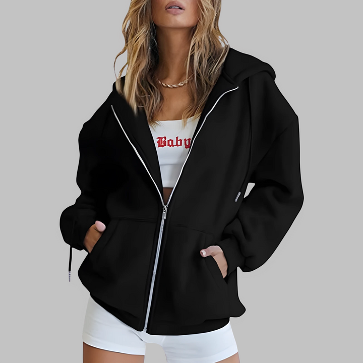 LILMA™ - Classic Zip Up Oversized Hooded Jacket - Maison Léa &amp; Lou