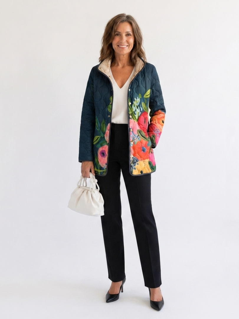 Amaya | Vintage Floral Print Quilted Jacket - Maison Léa & Lou