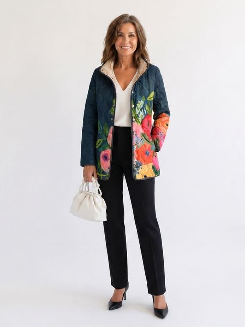 Amaya | Vintage Floral Print Quilted Jacket - Maison Léa & Lou