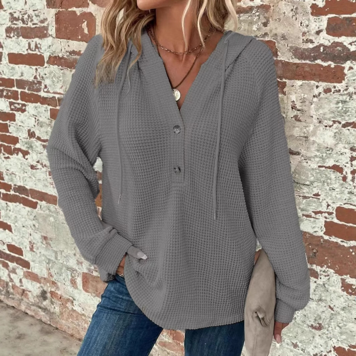 SIONI™ - Casual Long Sleeve V-Neck Hoodie Sweatshirt - Maison Léa &amp; Lou