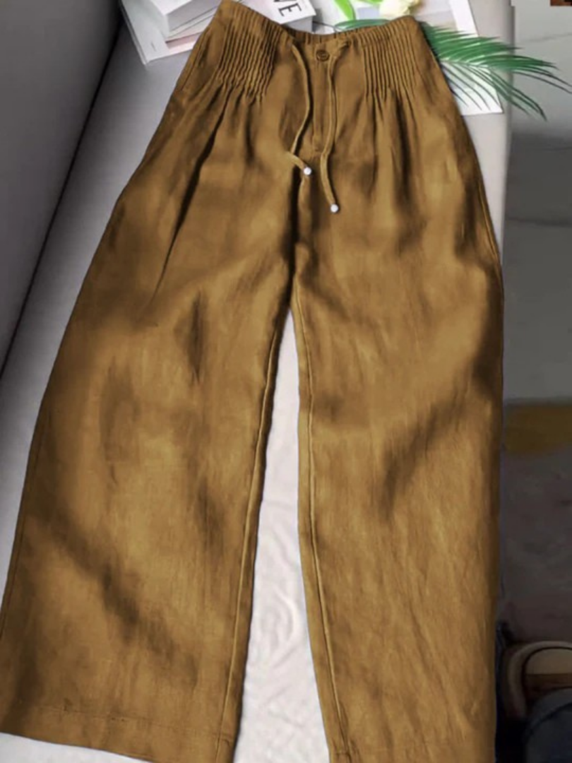 Camille | Wide-leg trousers in Cotton and Linen Blend - Maison Léa & Lou