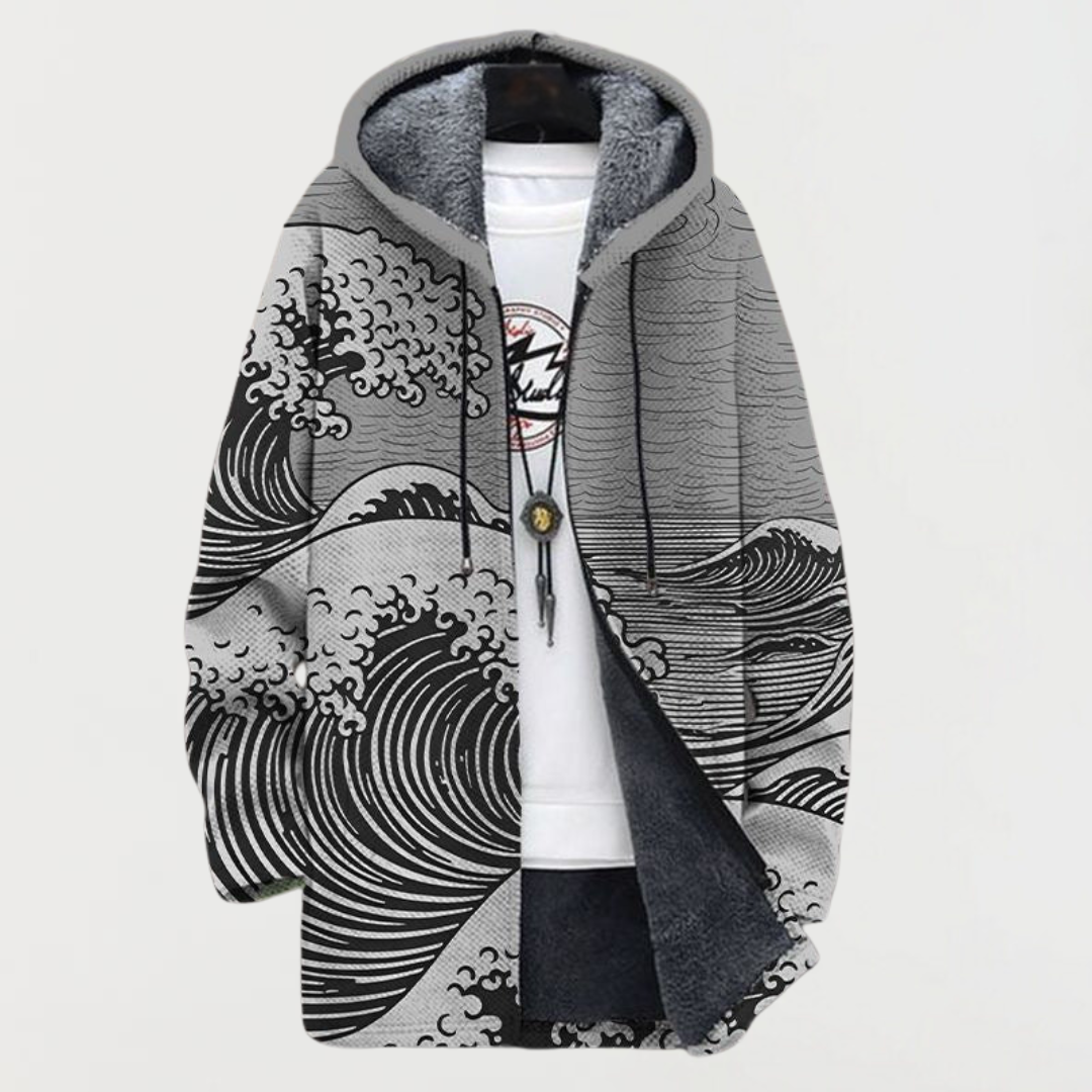 Lennox | Wave Print Hooded Coat - Maison Léa &amp; Lou