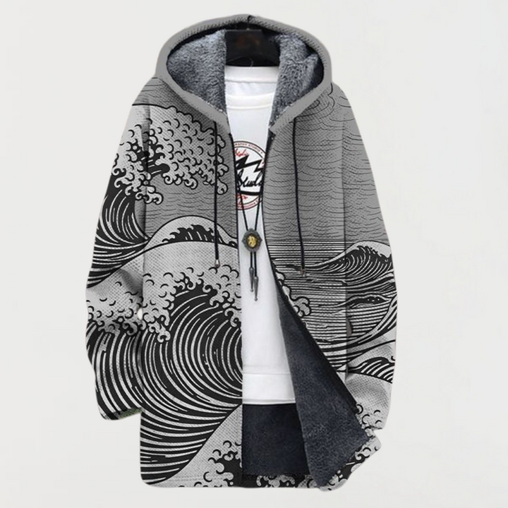 Lennox | Wave Print Hooded Coat - Maison Léa &amp; Lou