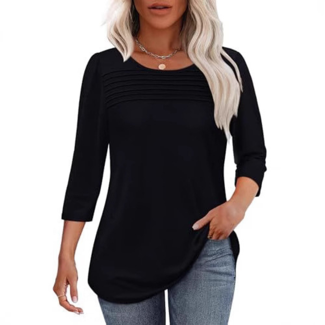 TESSARA™ – Casual Pleated Front Spring Top - Maison Léa &amp; Lou
