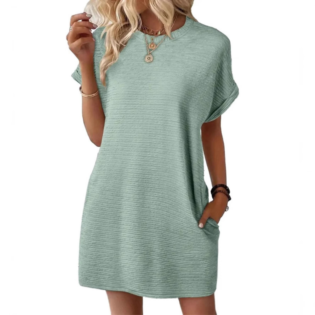 EVASHA™ – Casual Minimalist Round Neck Summer Dress - Maison Léa &amp; Lou
