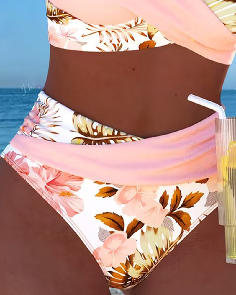 Jolina™ | Floral Contrast Split Bikini - Maison Léa &amp; Lou