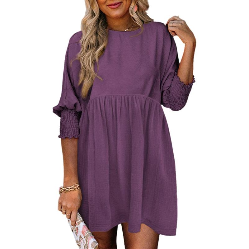 MIRASOL™ – Casual Crew Neck Loose Fit Mini Dress - Maison Léa &amp; Lou