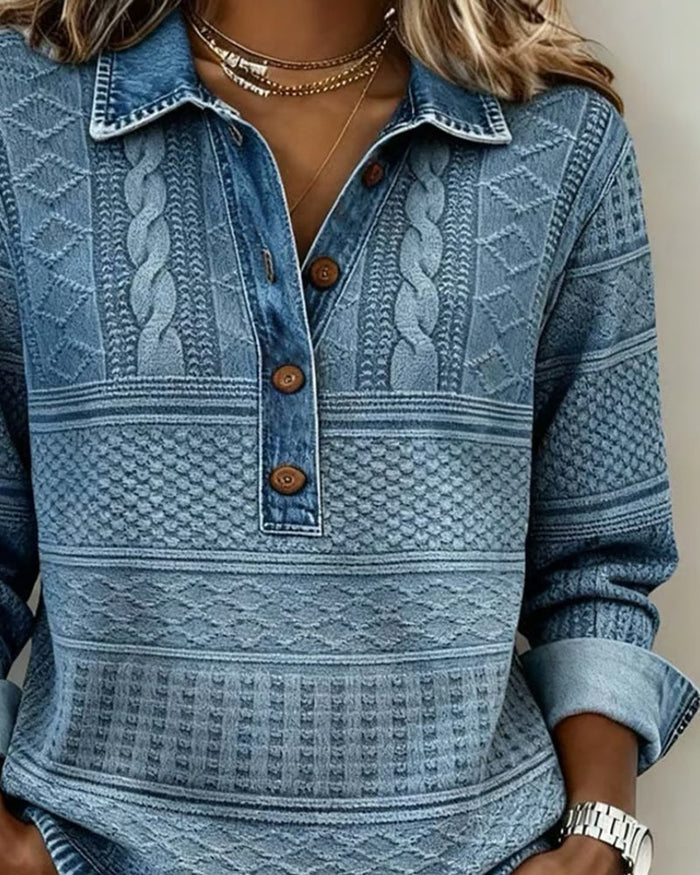 Claire™ | Stylish Denim Collar Top - Maison Léa &amp; Lou