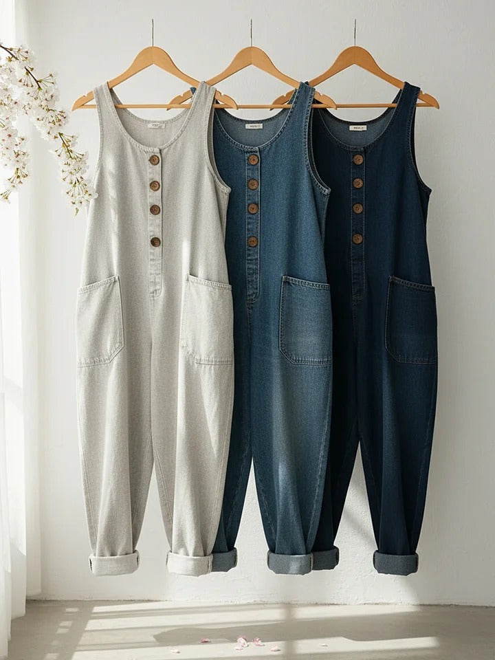 Riley™ | Comfortable Denim Look Jumpsuit - Maison Léa &amp; Lou