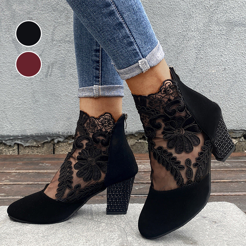JOLIE™ - Chic Lace Heeled Boots - Maison Léa & Lou