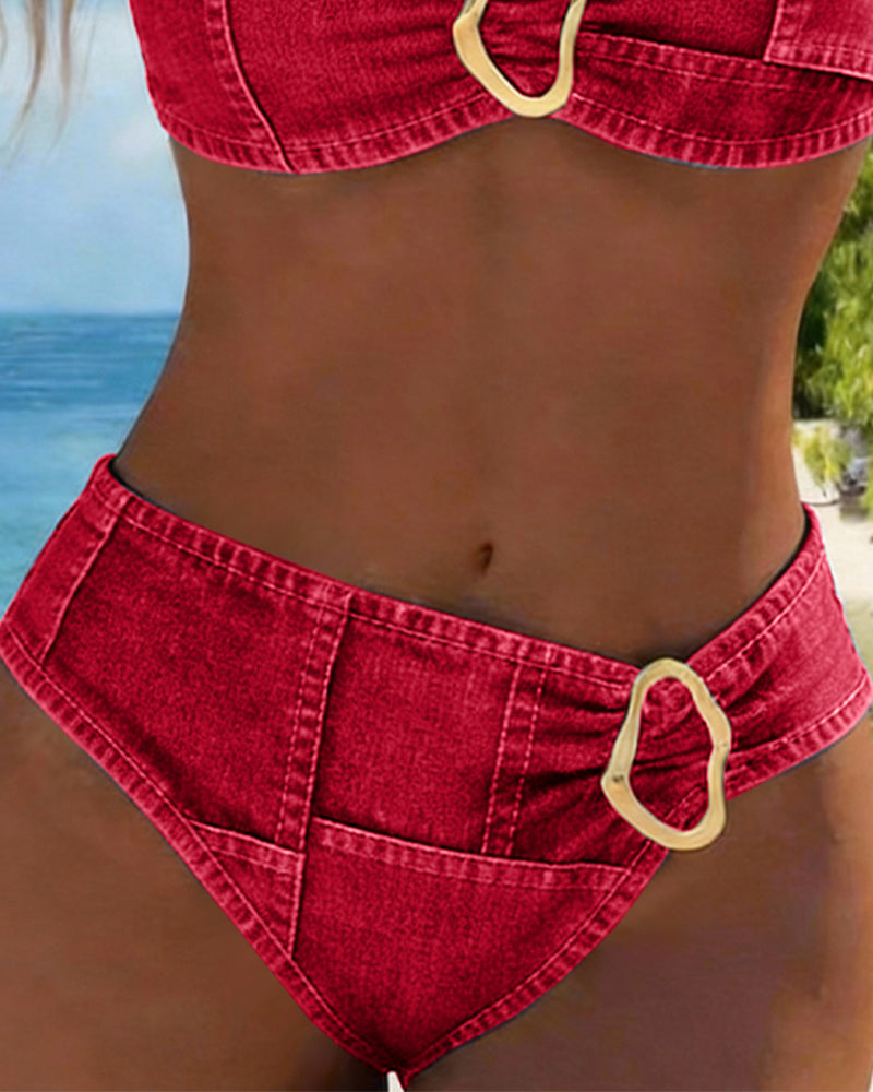 Patricia™ | Metal Buckle Suspender Bikini Two-Piece - Maison Léa &amp; Lou