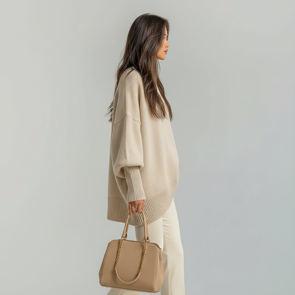 Helene | Draped Asymmetric Poncho - Maison Léa &amp; Lou