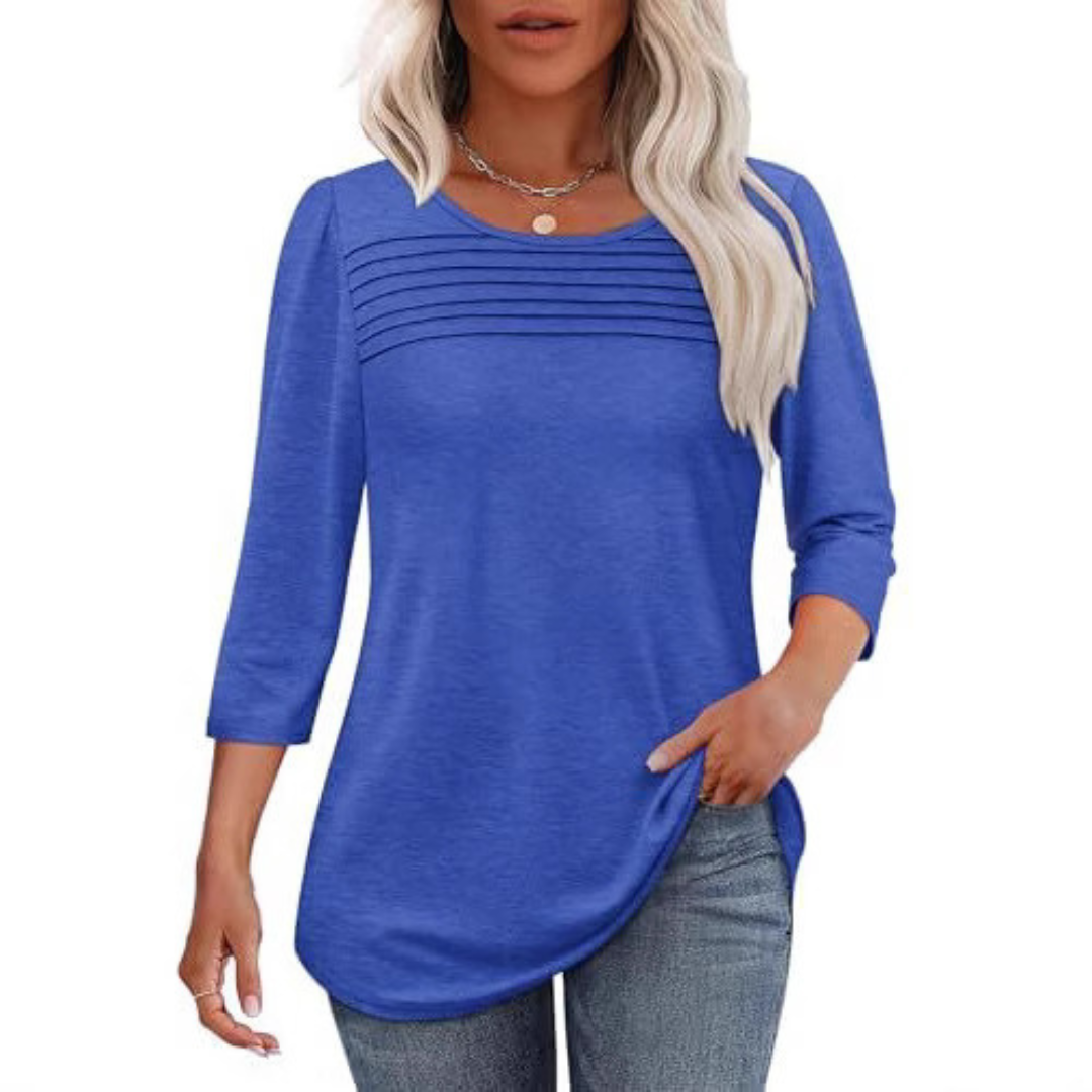 TESSARA™ – Casual Pleated Front Spring Top - Maison Léa &amp; Lou