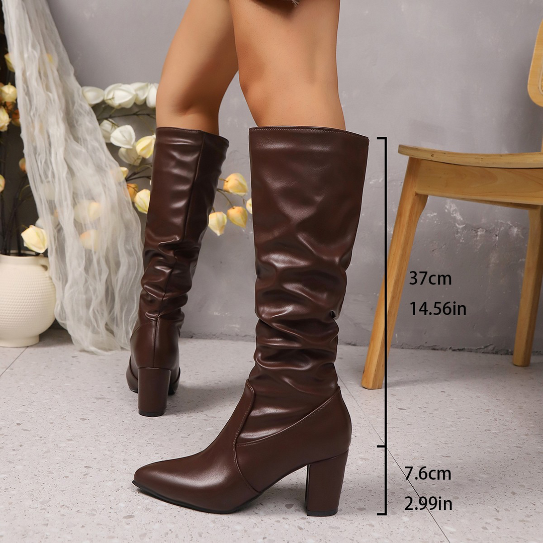 Delphina | Slouch-Detail Knee-High Boots - Maison Léa &amp; Lou