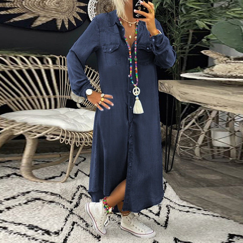 Lilla™ | Behagelig Skjortekjole i denim - Maison Léa & Lou