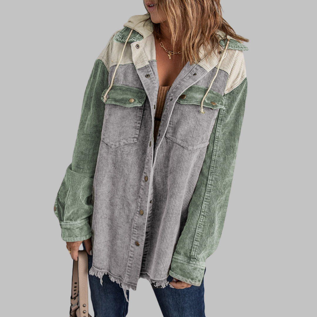 DABRINA™ - Classic Button Down Long Sleeve Hooded Jacket - Maison Léa &amp; Lou