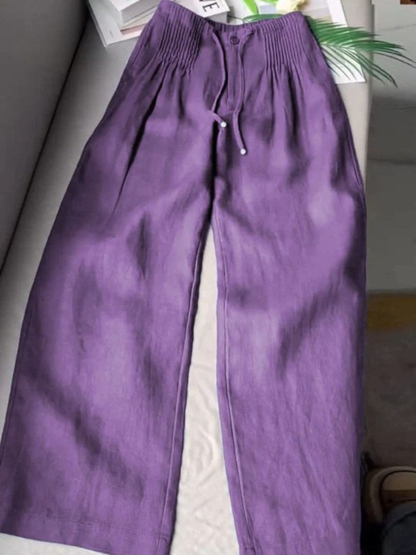 Camille | Wide-leg trousers in Cotton and Linen Blend - Maison Léa & Lou