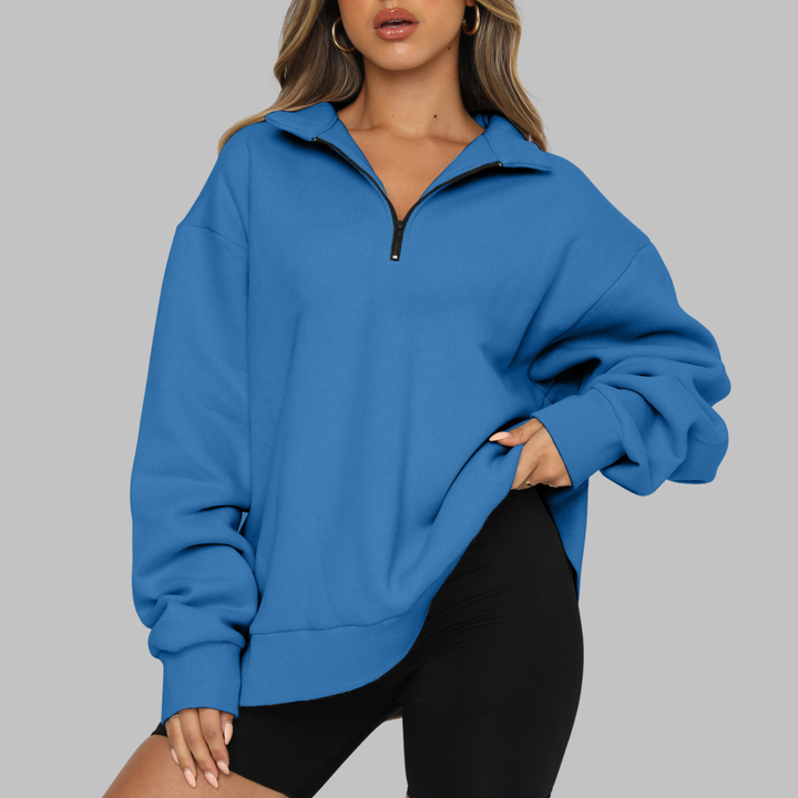 TENLEY™ - Casual Oversized Half Zip Long Sleeve Sweatshirt - Maison Léa &amp; Lou