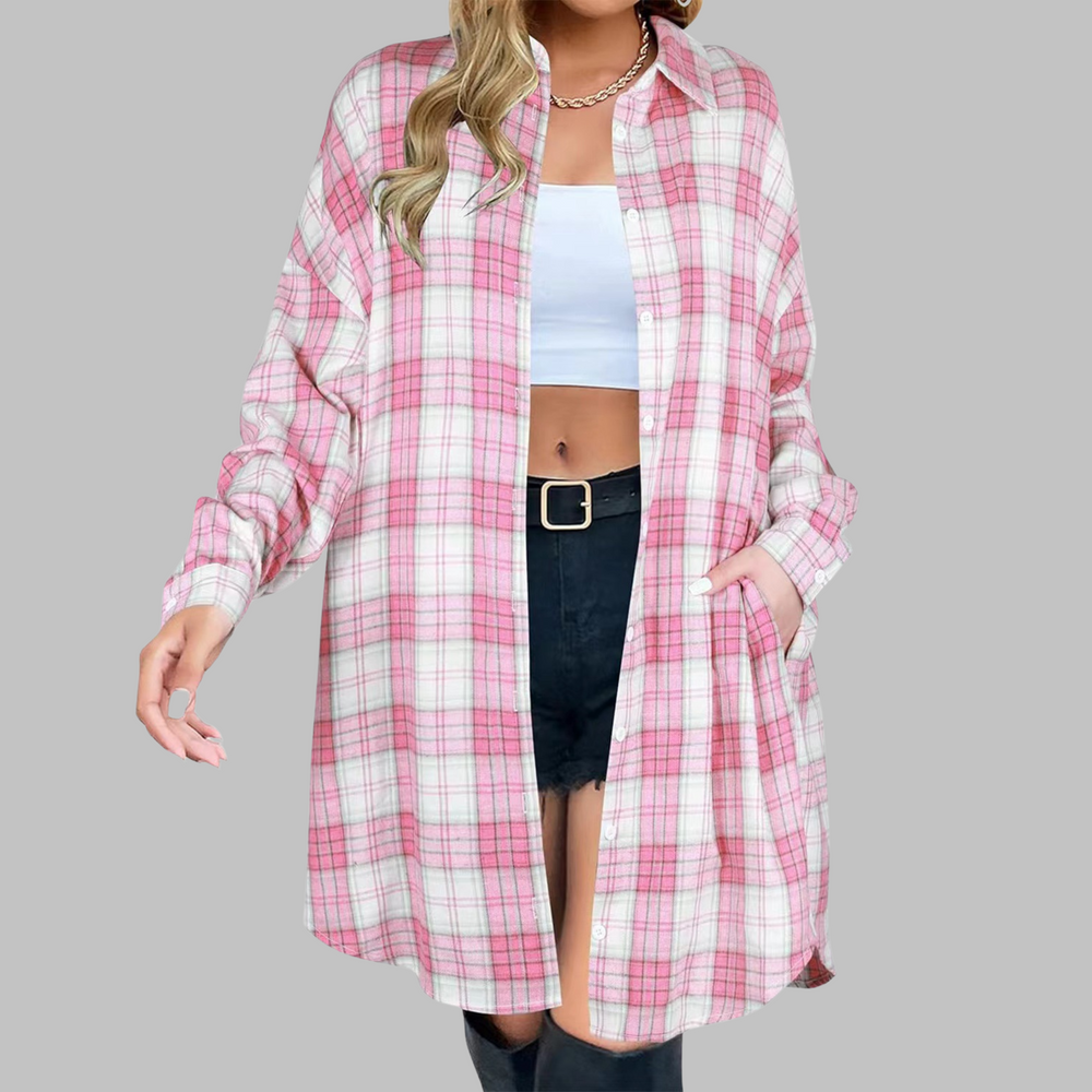CINA™ - Classy Button Down Plaid Long-Sleeve Jacket - Maison Léa & Lou