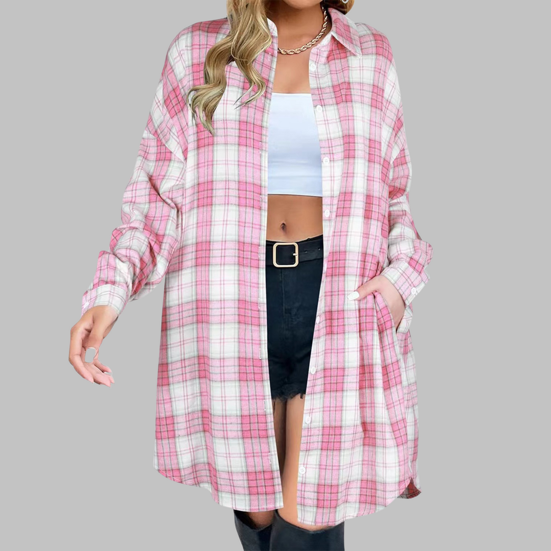 CINA™ - Classy Button Down Plaid Long-Sleeve Jacket - Maison Léa &amp; Lou