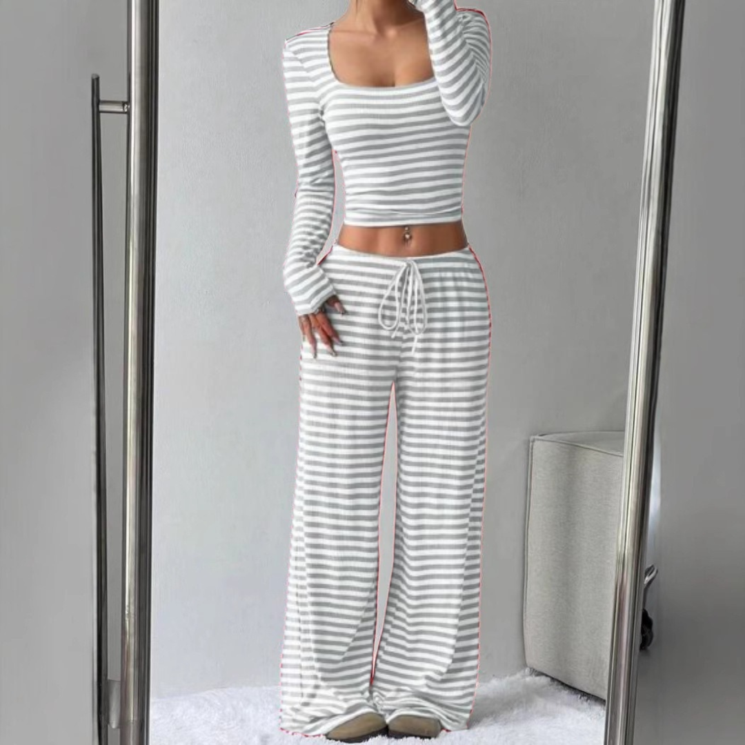 PAMAYPAY™ - Relaxed  Fit Crop Top and Pant Lounge Co-ord - Maison Léa &amp; Lou