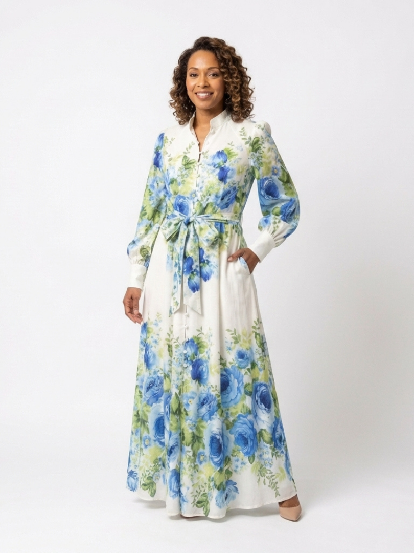 Harper | Long Sleeve Floral Button Front Maxi Dress - Maison Léa &amp; Lou