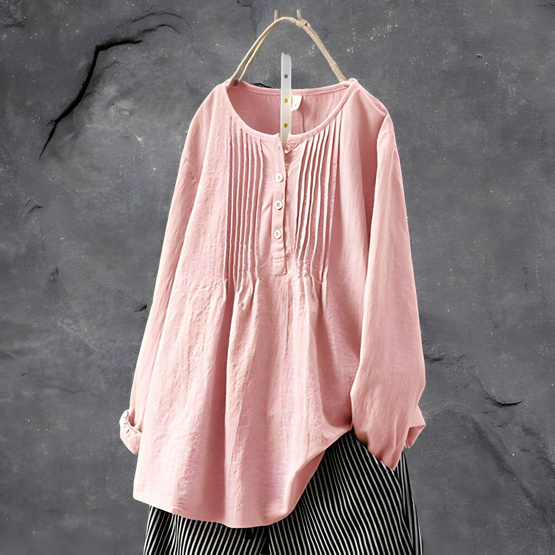 Ellen™ | Bomuldsbluse med lange ærmer - Maison Léa &amp; Lou