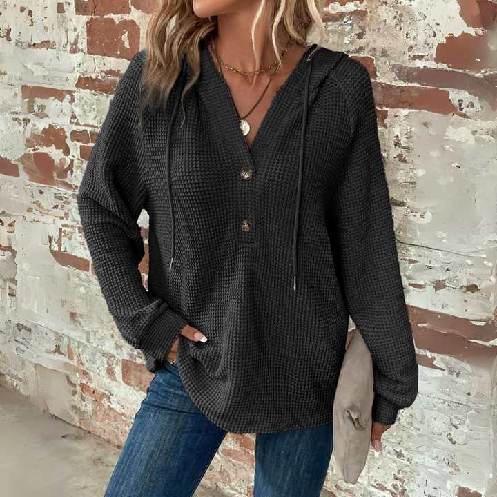 SIONI™ - Casual Long Sleeve V-Neck Hoodie Sweatshirt - Maison Léa &amp; Lou