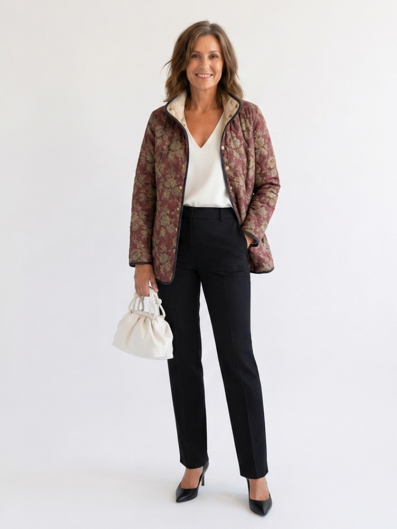 Corinne | Retro Floral Print Jacket - Maison Léa & Lou