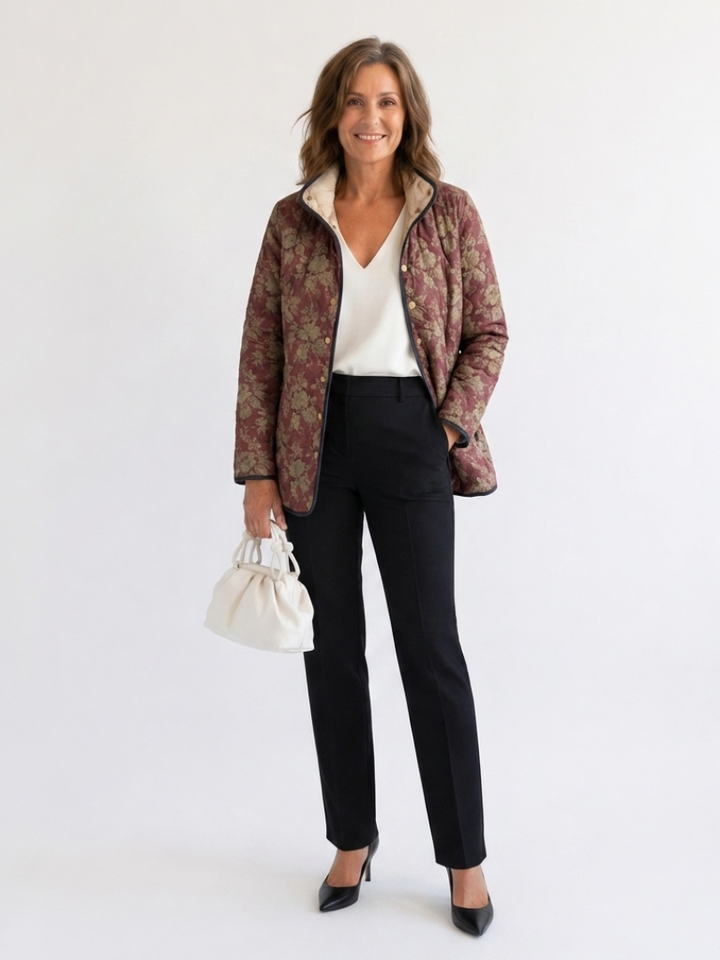 Corinne | Retro Floral Print Jacket - Maison Léa &amp; Lou