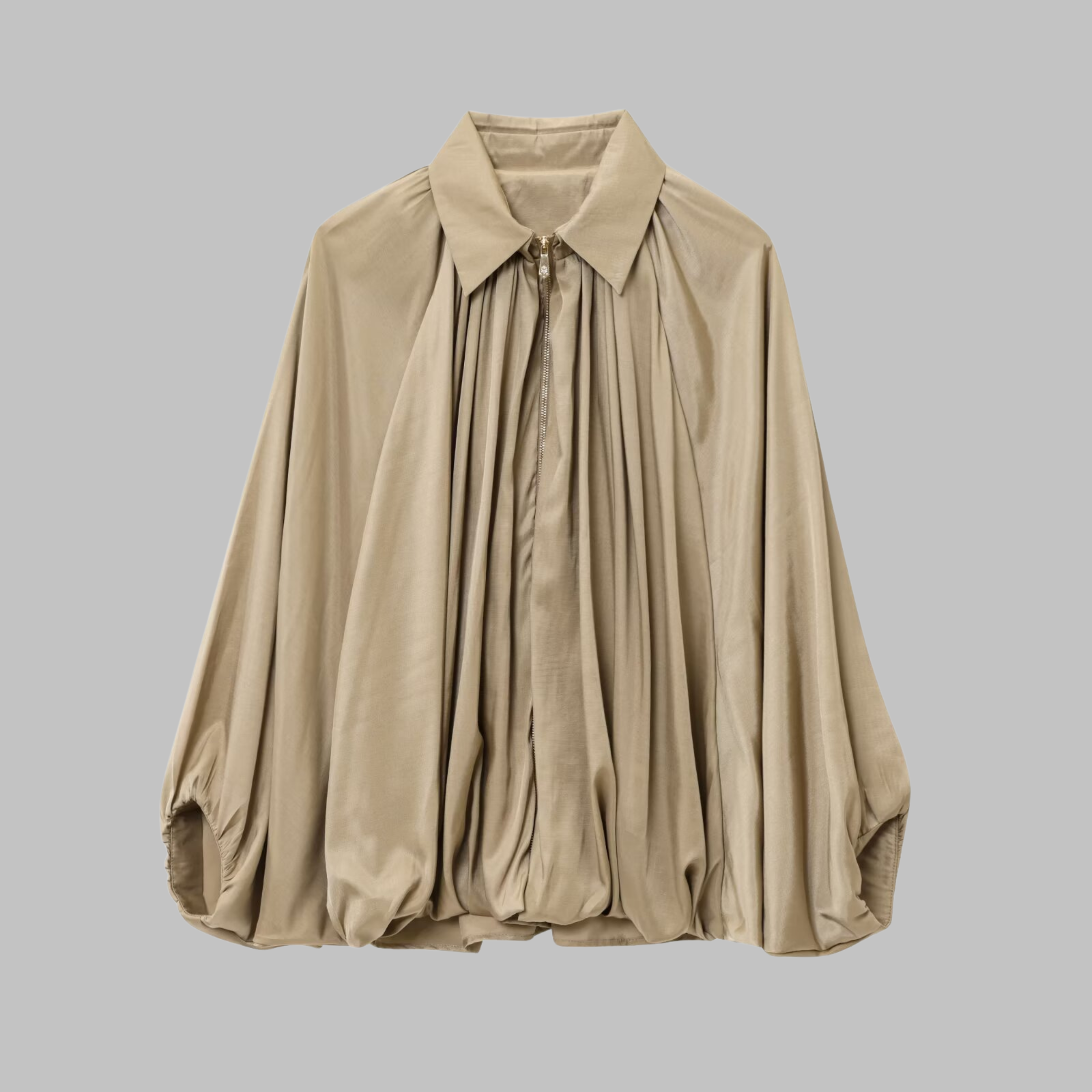 CHARLIZE™ - Vintage Oversized Puffed Batwing Sleeve Bomber Jacket - Maison Léa & Lou