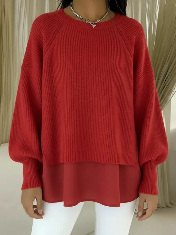Laurel | Layered-Hem Knit Sweater - Maison Léa &amp; Lou