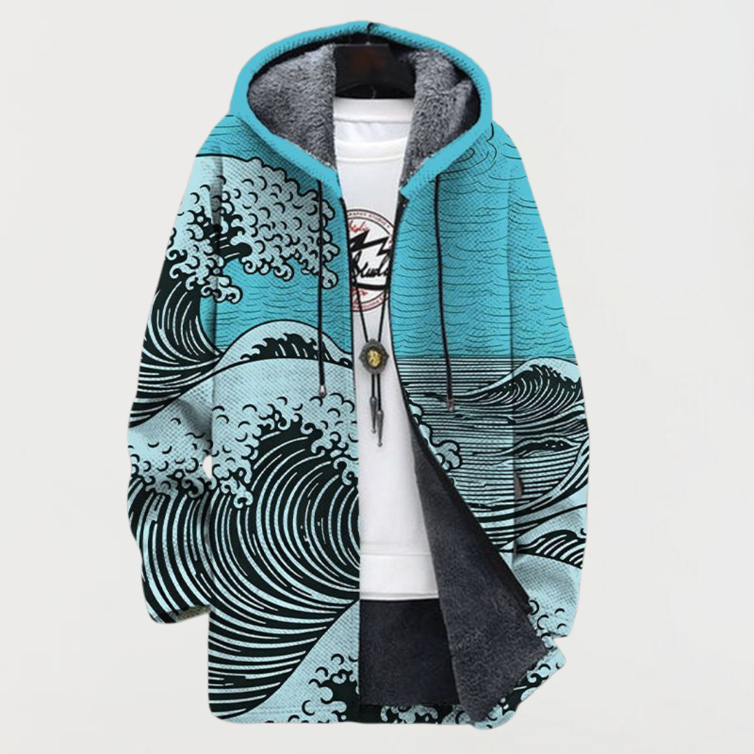 Lennox | Wave Print Hooded Coat - Maison Léa & Lou