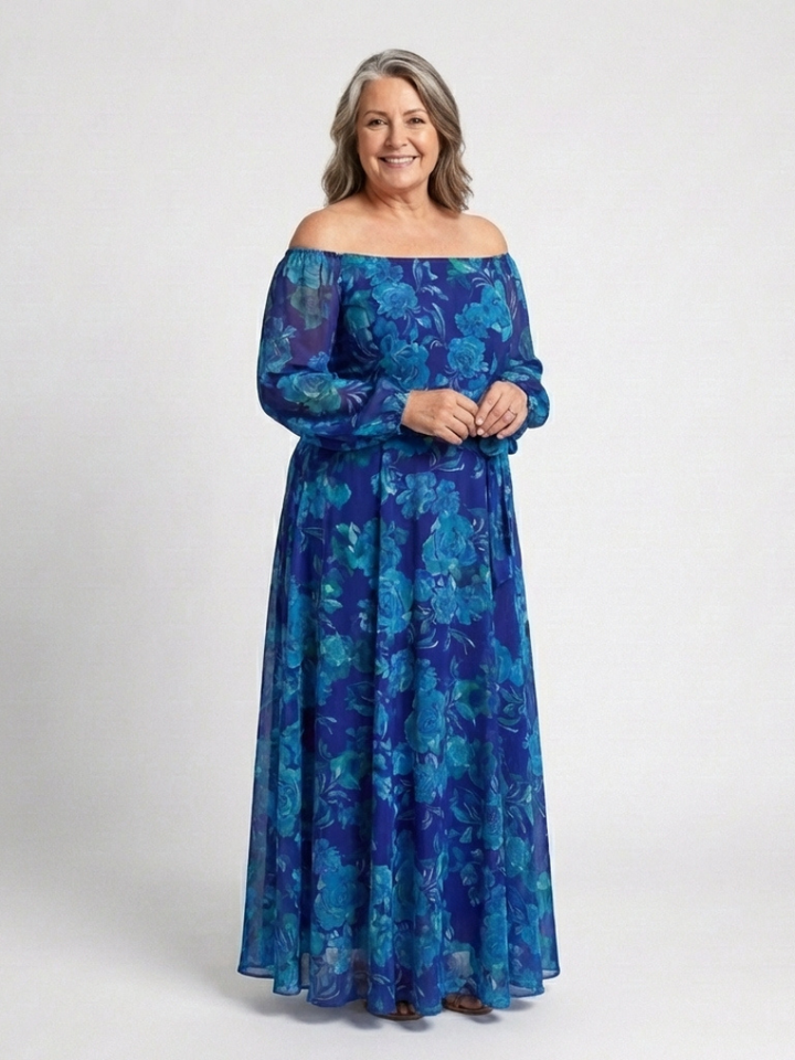 Aspen | Off Shoulder Floral Maxi Dress - Maison Léa &amp; Lou